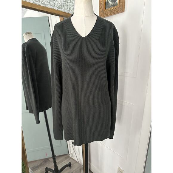 Emporio Armani Sweaters - Armani Collezioni Women’s V-neck Sweater Jumper Pullover Long Sleeve Green XL